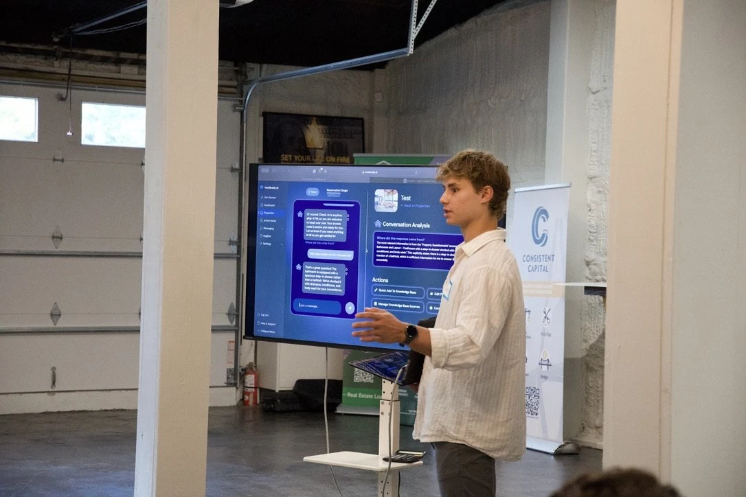 Evan presenting an AI workflow